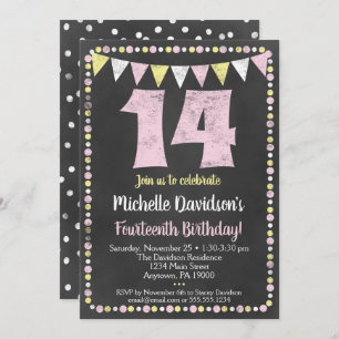 Cajón amarillo rosa Invitación a los 14 años