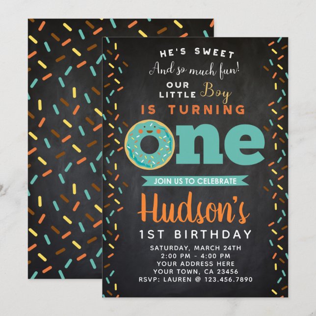 Cajón de invitaciones a los niños de cumpleaños 1  (Anverso / Reverso)