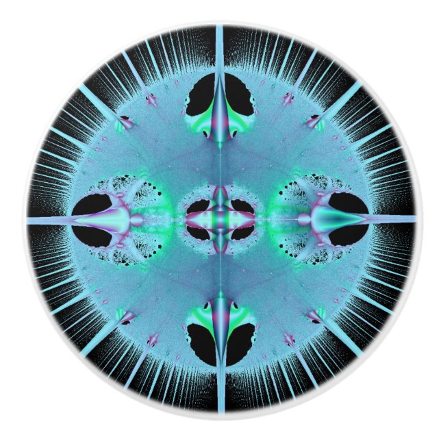 Cajón fractal azul y pomo de gabinete (Anverso)