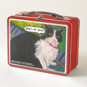 Cajón Metalizado de gato de Tuxedo 'Qué hay para e