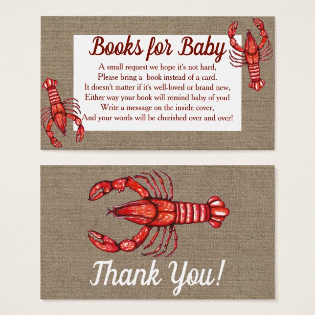 Cajun Crawfish & Faux Burlap Baby Shower Books (Anverso y reverso)
