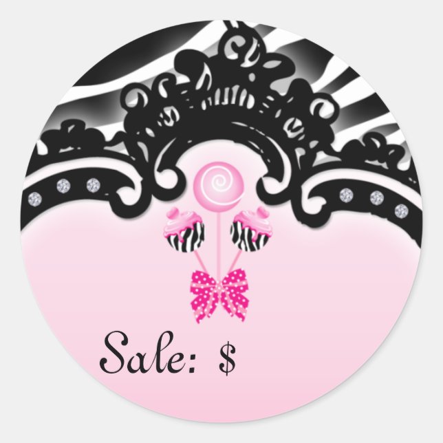 Cake Pops Pegatina Precio Etiqueta Venta Cebra Neg (Anverso)