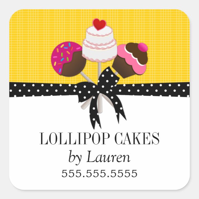 Cake Pops Pegatinas Amarillos (Anverso)