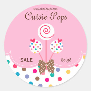 Cake Pops Pegatinas Panadería Cute puntos Blanco R