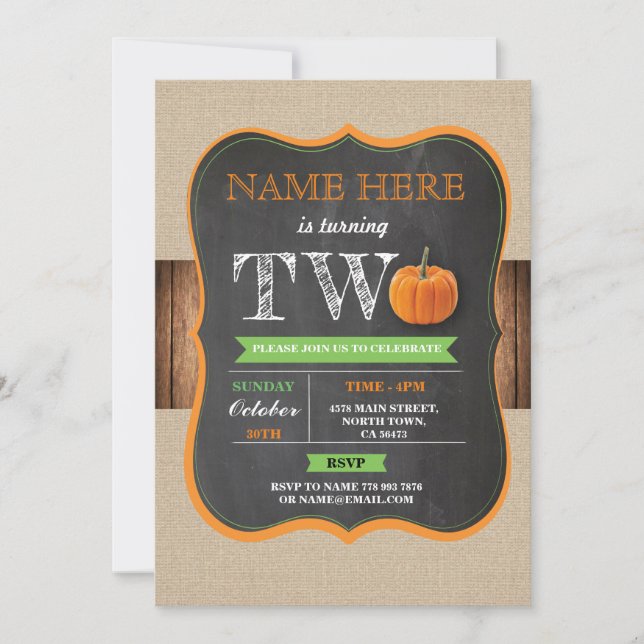 Calabaza 2.2 Invitación a un Chica de fiesta de cu (Anverso)