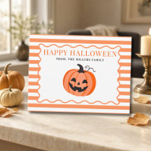 Calabaza a rayas naranja Tarjeta de saludo de Hall