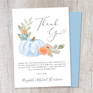 Calabaza Acuarela Bebé Bebé Ducha Gracias Tarjeta
