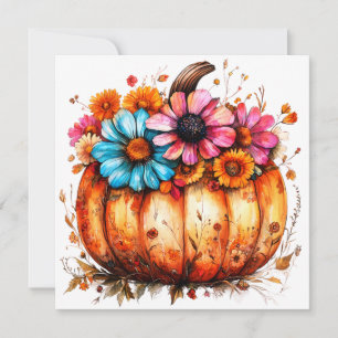 Calabaza acuarela de caída floral