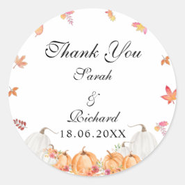 Calabaza acuarela Gracias Pegatina redondo clásico