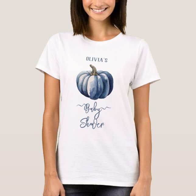 Calabaza azul acuarela niño niño ducha camiseta (Anverso)