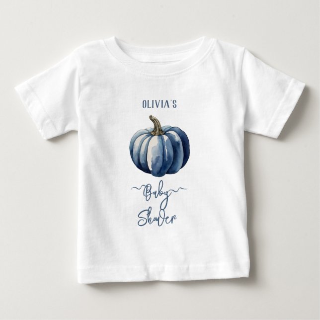 Calabaza azul acuarela niño niño ducha camiseta (Anverso)
