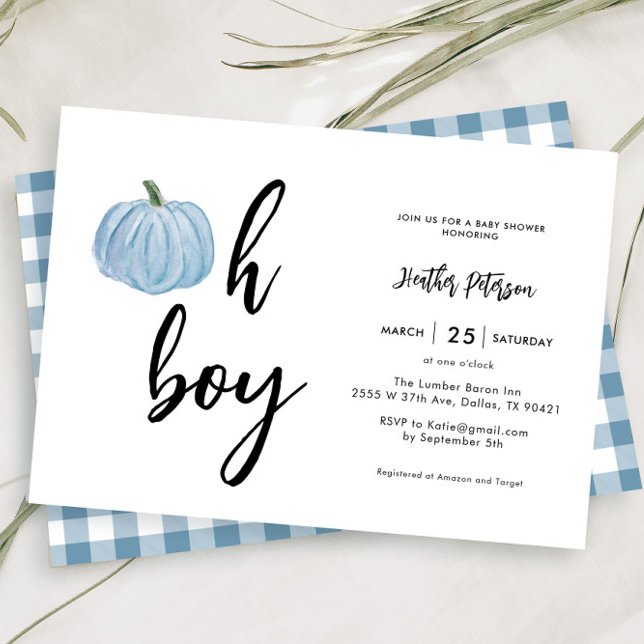 Calabaza Azul Caída Oh Niño Invitación Baby Shower (Subido por el creador)