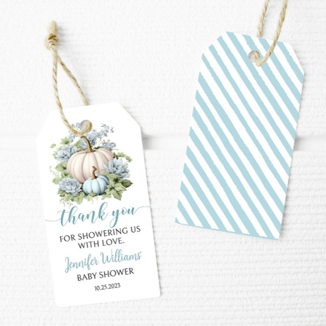 Calabaza azul niño bebé ducha etiqueta de agradeci (Subido por el creador)