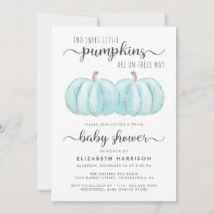 Calabaza Azul Twin Baby Boys Invitación a la ducha