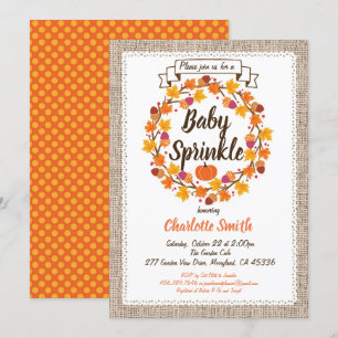 Calabaza bebé rociar invitación burlap wreath