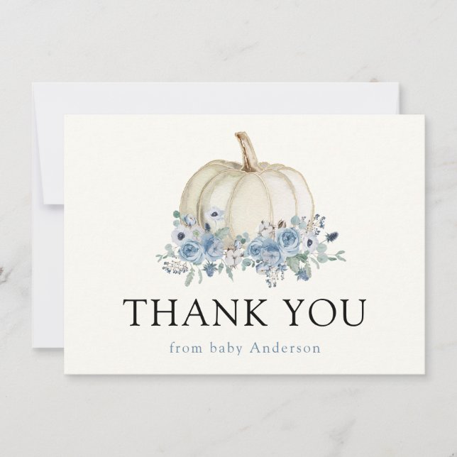 Calabaza blanca y Floral azul Gracias (Anverso)