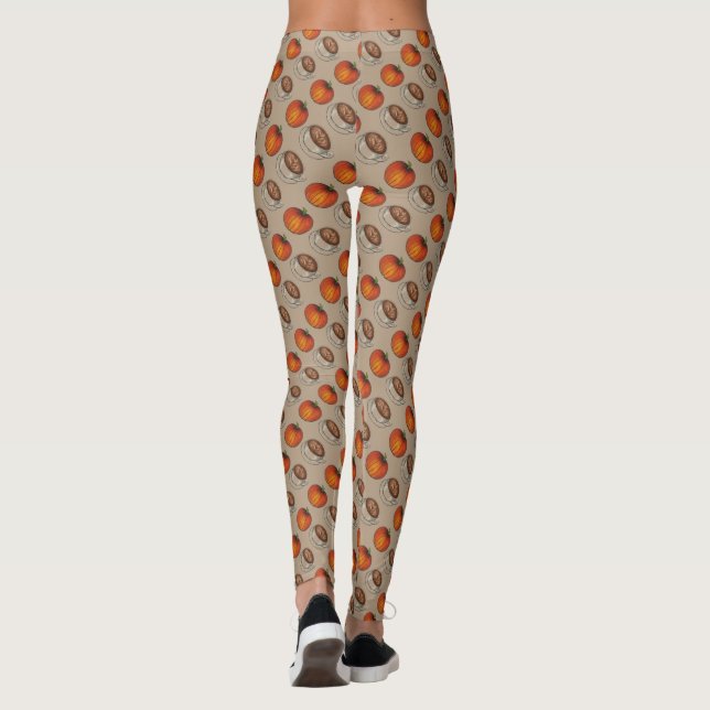 Calabaza Calabaza Calabaza Café Latte Tan Leggings (Reverso)