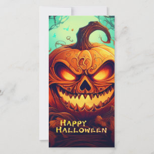 Calabaza con cara de miedo entre velas, Halloween