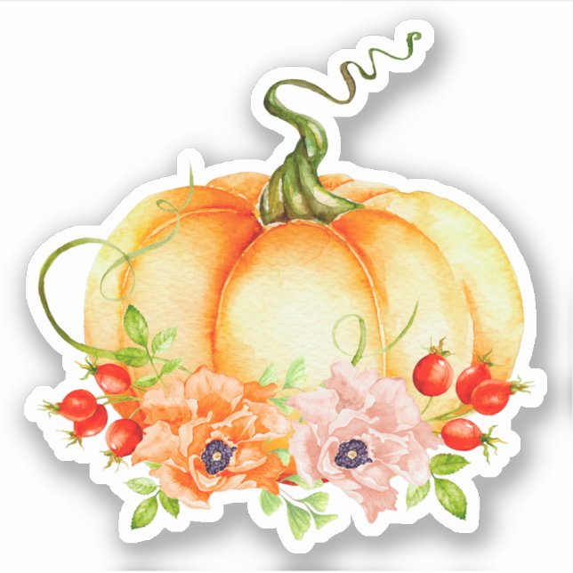 Calabaza con Pegatina de flores (Anverso)