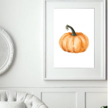 Calabaza de acuarela Impresión de otoño – Calabaza
