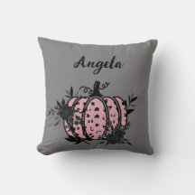 Calabaza de almohada personalizada, rosa y negra