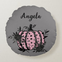 Calabaza de almohada personalizada, rosa y negra