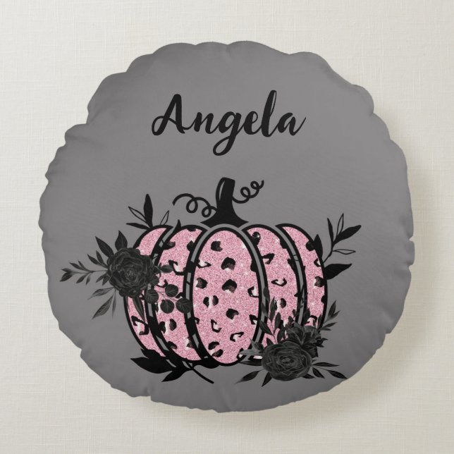 Calabaza de almohada personalizada, rosa y negra (Anverso)