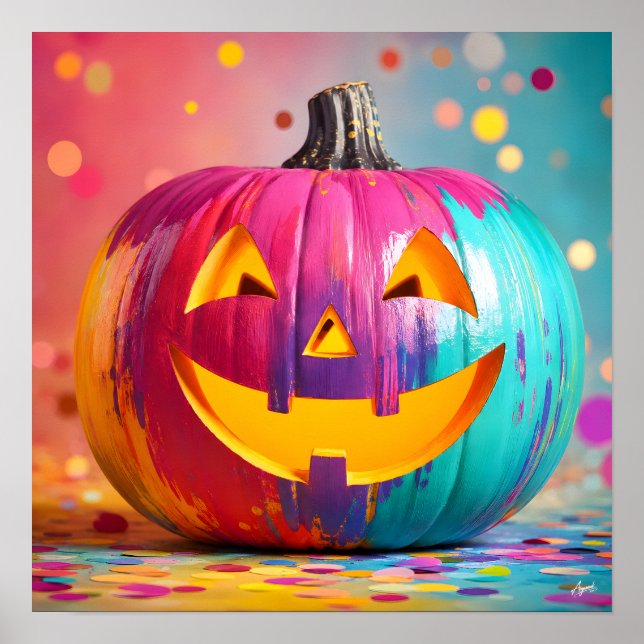 Calabaza de Arcoíris de Arte Pop (Frente)