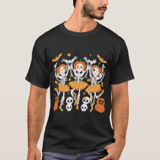 Calabaza de ballet Skeleton Camiseta Halloween - D