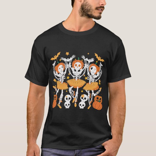 Calabaza de ballet Skeleton Camiseta Halloween - D (Anverso)