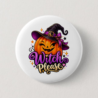 Calabaza de Bruja Sassy por Favor Botón de Hallowe