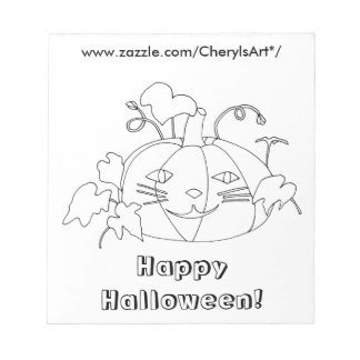 Calabaza de cara de gato Feliz Bloc de notas de co