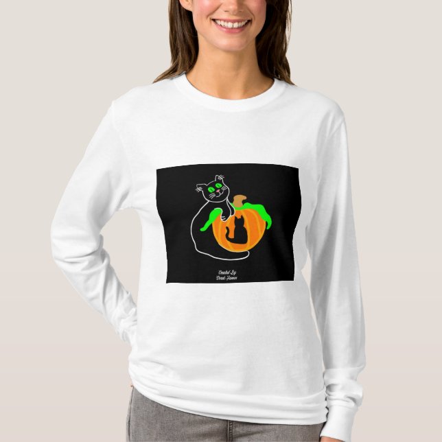 Calabaza de gato negro Camisa de manga larga para  (Anverso)