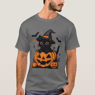 Calabaza de gato negro de Halloween camiseta mascu