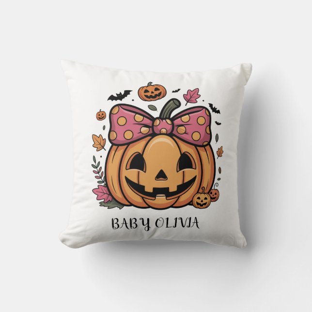 calabaza de halloween con almohada de arco para be (Anverso)
