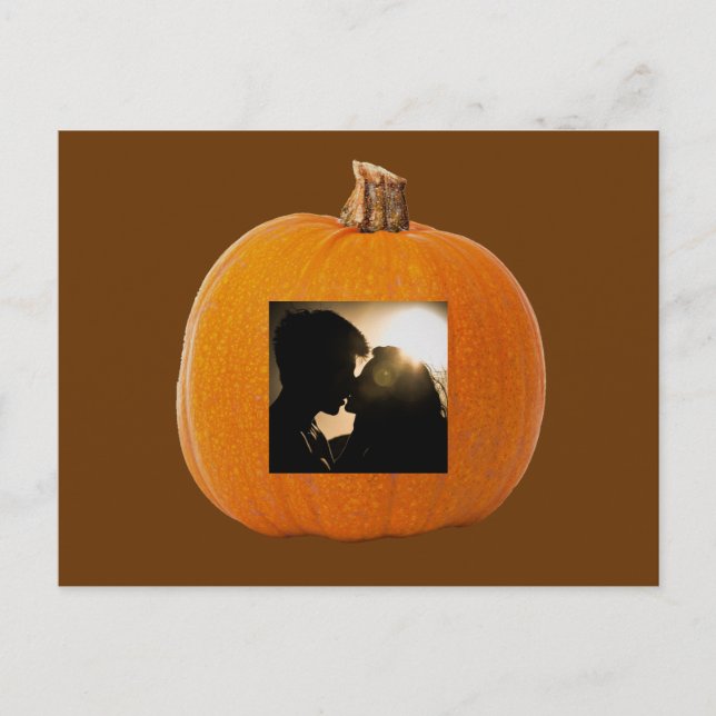 Calabaza de Halloween con foto de una postal de pa (Anverso)