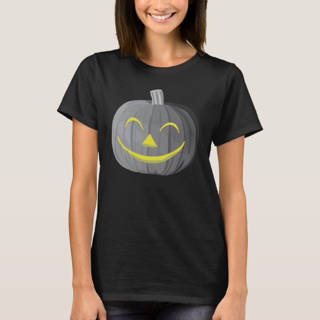 Calabaza de Halloween con miedo Camiseta blanca y  (Anverso)
