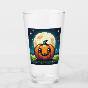 Calabaza de Halloween de 8 bits bajo la luna