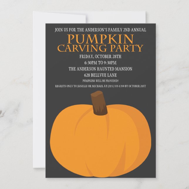 Calabaza de Halloween que talla invitaciones del (Anverso)