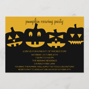 Calabaza de Halloween que talla invitaciones del