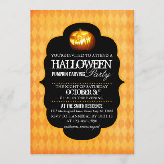 Calabaza de Halloween que talla la invitación del