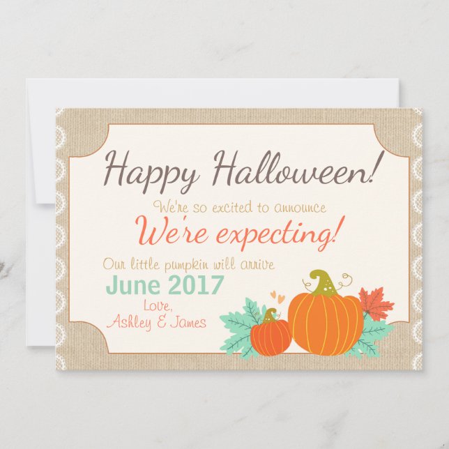 Calabaza de la invitación del embarazo de Hallowee (Anverso)