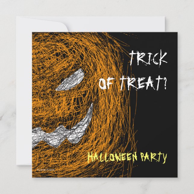 Calabaza de la invitación del fiesta de Halloween (Anverso)