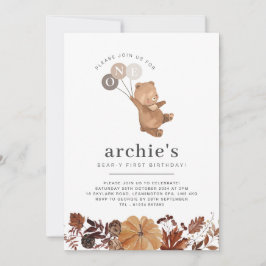 Calabaza de Oso de Teddy - Invitación de primer cu