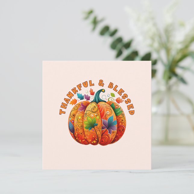 Calabaza de otoño bendita y agradecida (Anverso de pie)