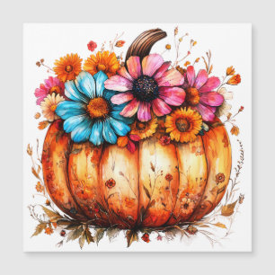 Calabaza de Otoño Floral Acuarela