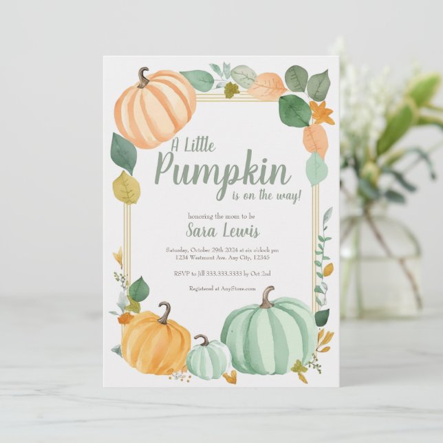 Calabaza de otoño Invitación a la ducha para bebés (Anverso de pie)