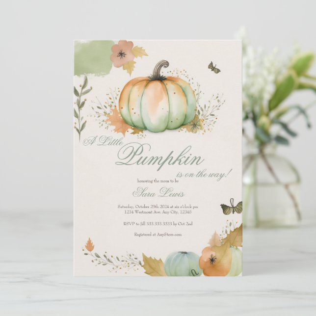 Calabaza de otoño Invitación a la ducha para bebés (Anverso de pie)
