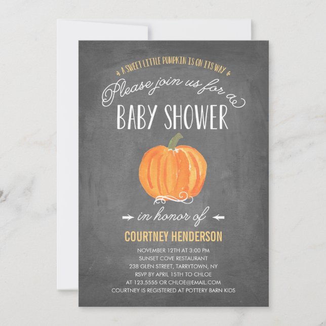 Calabaza de otoño | Invitación de Baby Shower (Anverso)