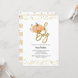 Calabaza de otoño Oh Boy Invitación de Baby Shower